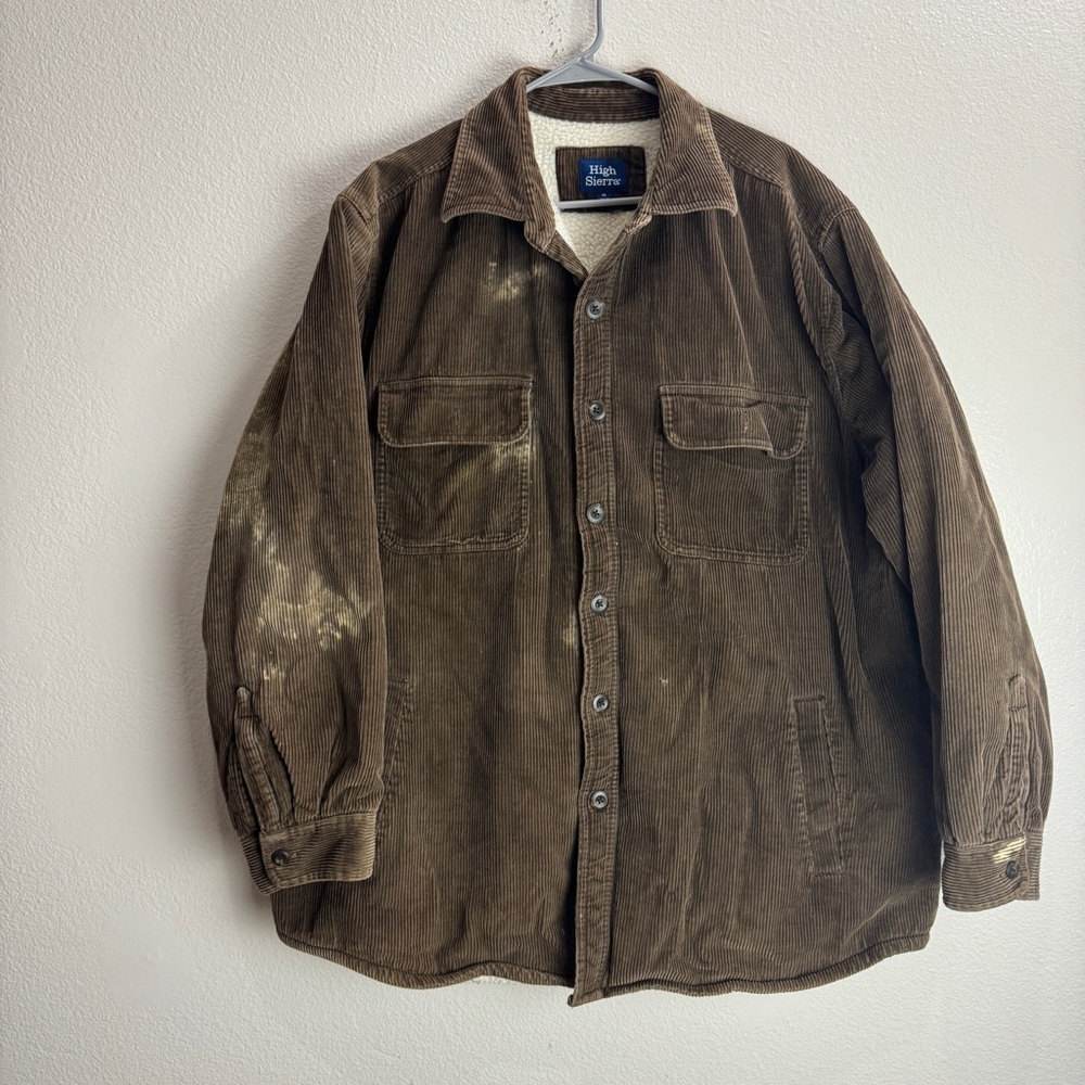 High Sierra Corduroy Shirt Jacket Sherpa Lined Size XL